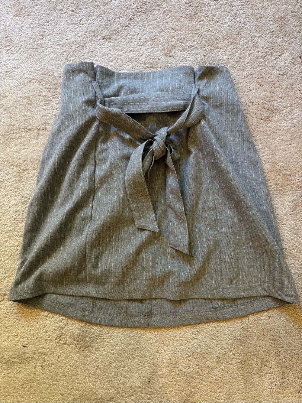 Bershka Gray Pinstripe Tie-Waist Mini Skirt